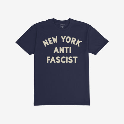 Custom Anti-Fascist T-shirt featuring bold NEW YORK ANTI FASCIST text, embodying activism and resistance. Ideal for expressing solidarity and wearing your beliefs with pride.