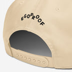 The back of the Custom Hate Has No Home Here 5-Panel Hat, featuring an adjustable strap and “EGOPROOF” embroidery, showcasing a commitment to justice and inclusion.