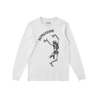 Depression T-shirt featuring a dancing skeleton and gothic DEPRESSION! text. This long-sleeve tee embodies chaos and resilien