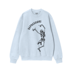 Depression Sweatshirt featuring a dancing skeleton and Gothic DEPRESSION! text, symbolizing dark humor and honesty. Laid flat