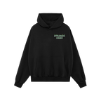 Black Don't Join A Cult pullover hoodie featuring STRANGE GANG on chest with string-light motifs, kangaroo pocket, and drawst