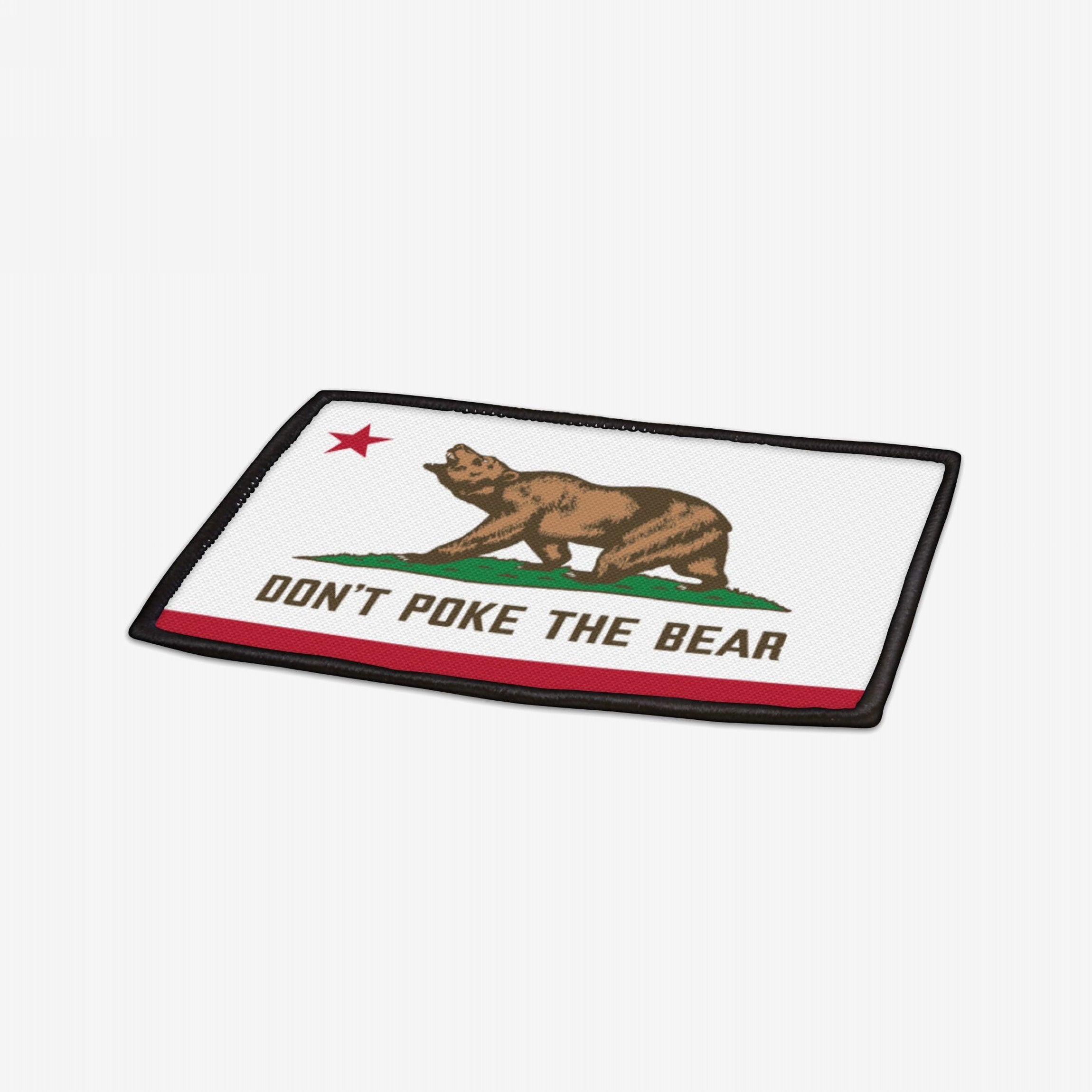 California Don't Poke The Bear Flag Patch featuring a roaring bear and red star, symbolizing resistance against oppression. Perfect for jackets or bags, supporting equality and justice with every stitch.