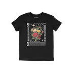 The Dreams T-shirt features vibrant vintage-style florals, a spider-web motif, and slogans encouraging bold living, embodying