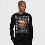 Dreams T-shirt featuring vibrant floral graphics and inspirational quotes, worn by a Black man. The design embodies a message of hope and urgency, reflecting values of equality and self-expression.