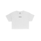 Drugs Women's Baby Tee featuring “DRUGS ;)” text on the chest, with subtle branding “STRANGE ALLIES” inside the colla