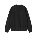 Black crewneck sweatshirt labeled ALLIES with DRUGS ;) text on chest, embodying bold simplicity. Part of the Drugs Hoodie & S