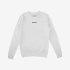 Drugs Hoodie & Sweatshirt featuring DRUGS ;) in small black text on a white crewneck, embodying a bold, minimalist statement perfect for sparking conversation without speaking.