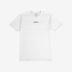 Drugs T-shirt featuring a minimalist design with DRUGS ;) in black on a plain white tee. The collar label reads STRANGE ALLIES., embodying a bold, unapologetic statement.