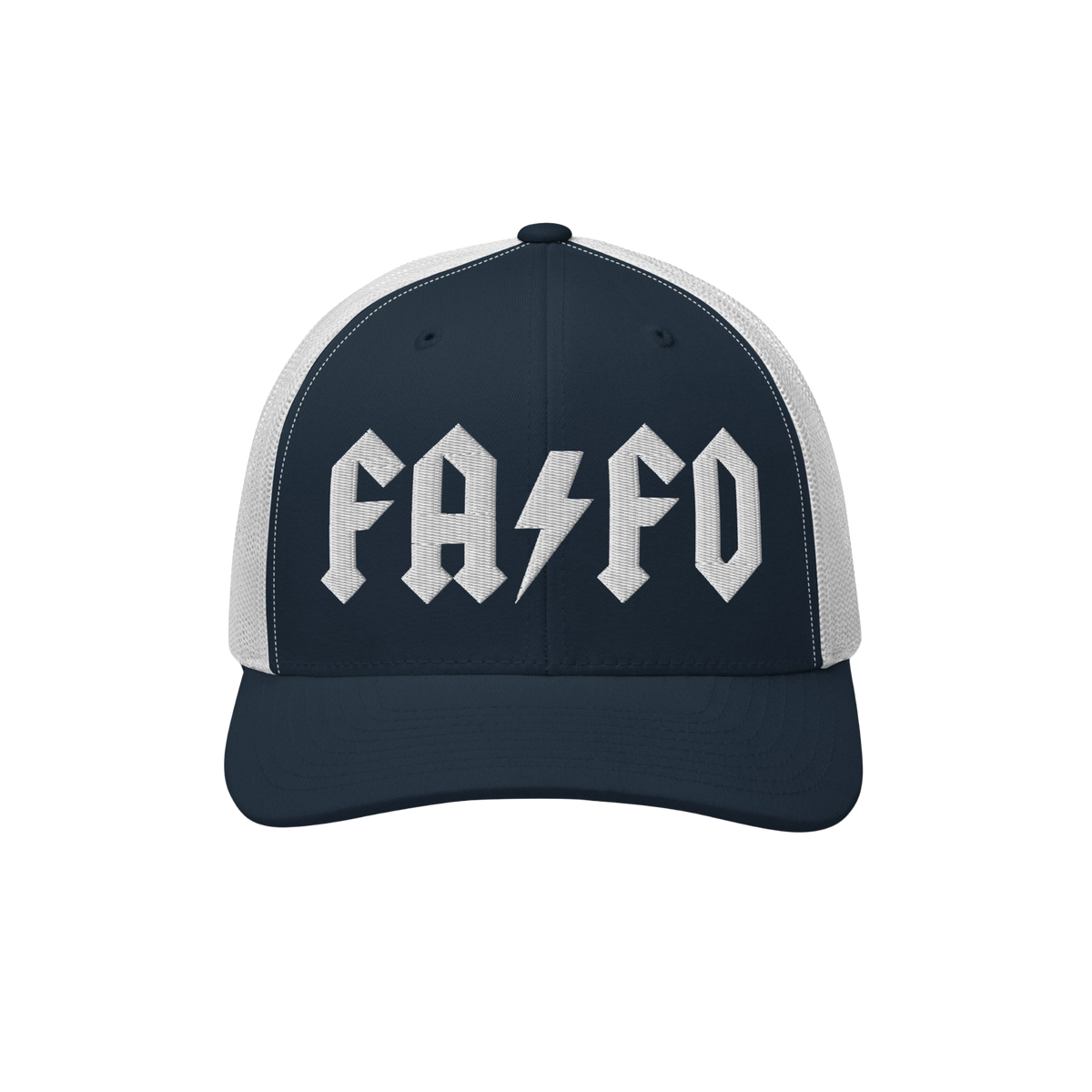 FAFO Hat with gothic-style lettering and lightning bolt, embodying defiance against extremism. Perfect for rallies or everyda