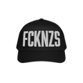 Black FCKNZS Hat with bold white embroidery expressing anti-fascist sentiment; ideal for making a visible statement against h
