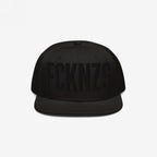 FCKNZS Hat: A black snapback cap with tone-on-tone embroidered FCKNZS slogan, boldly expressing anti-fascist sentiments. Ideal for making a statement in everyday activism and protest settings.