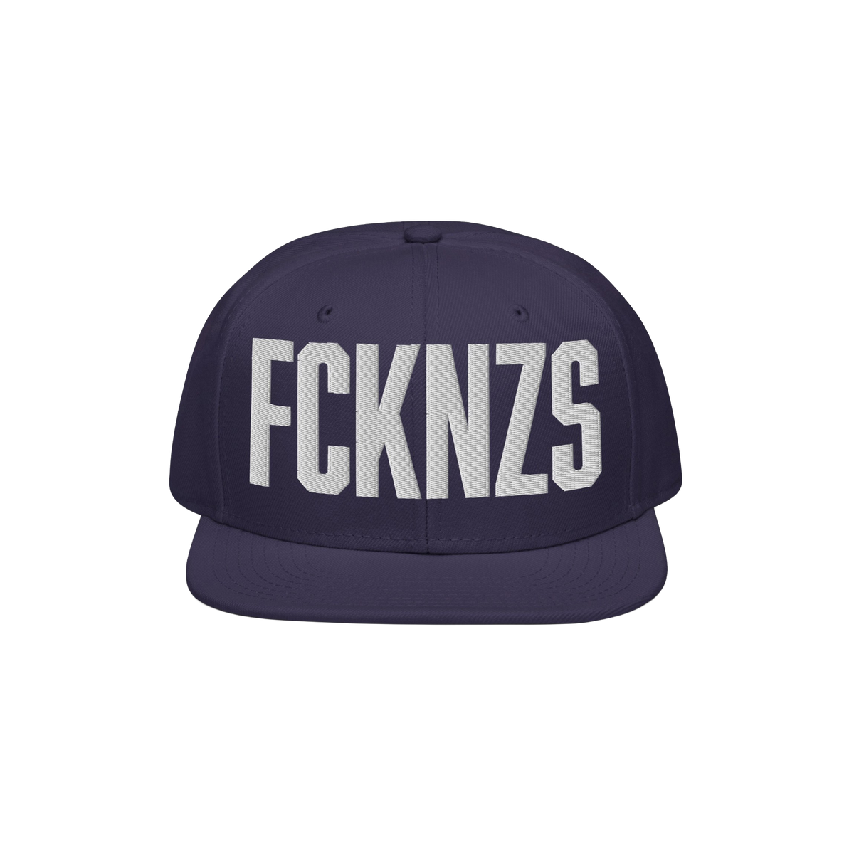 Dark-blue FCKNZS Hat with white block letters, embodying an anti-fascist message. Ideal for making a bold statement at protes