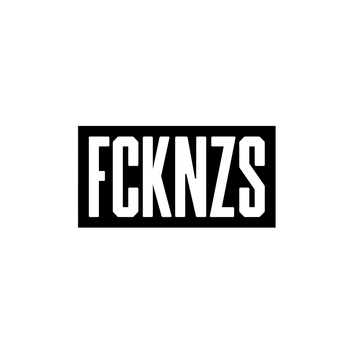 FCKNZS Sticker & Magnet featuring bold stencil-style FCKNZS text in white on black, symbolizes anti-fascist protest. Availabl