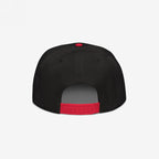 Fight Fascism Hat features a black crown with a red snapback closure, designed for visibility with its bold anti-fascist message, perfect for making a statement in any setting.