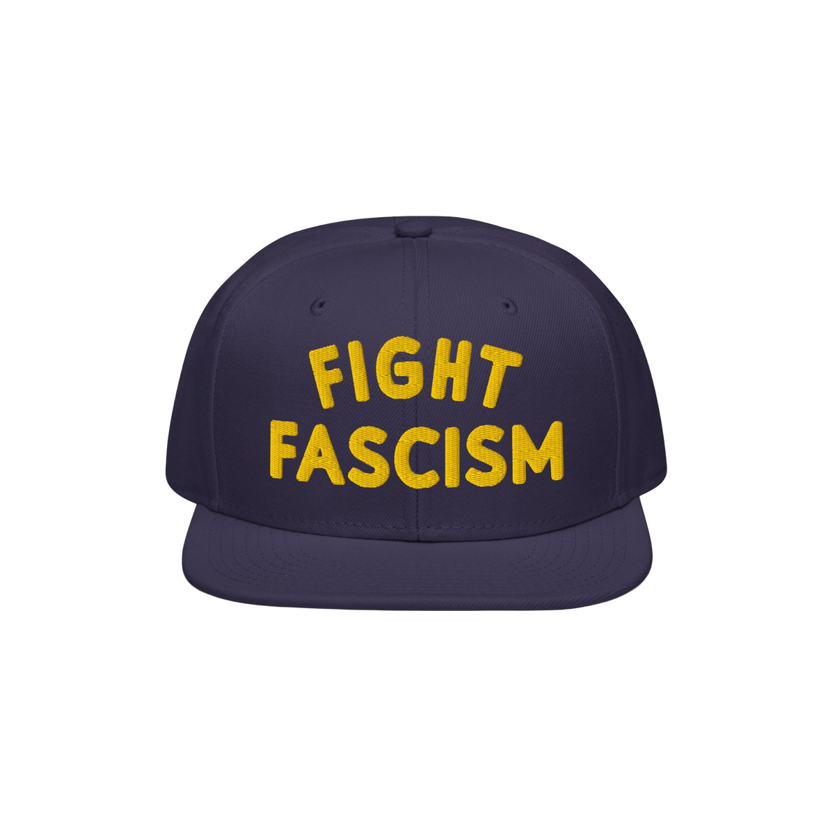 Navy Fight Fascism Hat with bold yellow embroidery, ideal for making a statement against hate. Perfect for protests or daily 