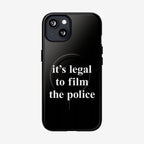 Film The Police iPhone Tough MagSafe Case features a bold white slogan emphasizing police accountability. Designed for iPhone models 13-17 Pro Max, it supports MagSafe charging, ideal for rights-conscious individuals.
