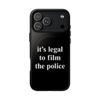 Film The Police iPhone Tough MagSafe Case: A black case for iPhone 13-17 Pro Max featuring a bold message in white serif type