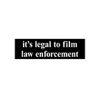 Film The Police Sticker & Magnet displays bold white text on a black rectangle, emphasizing the legality of filming law enfor