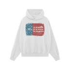 For The Wealthy Hoodie features a distressed American flag graphic and the slogan OF THE WEALTHY BY THE WEALTHY FOR THE WEALT