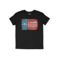 For The Wealthy T-shirt features a black top with a distressed U.S. flag graphic and bold stencil text, OF THE WEALTHY, BY TH