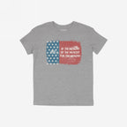 For The Wealthy T-shirt displays a distressed American flag graphic with the slogan OF THE WEALTHY, BY THE WEALTHY, FOR THE WEALTHY, reflecting a bold protest message against economic inequality.
