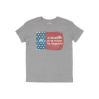 For The Wealthy T-shirt displays a distressed American flag graphic with the slogan OF THE WEALTHY, BY THE WEALTHY, FOR THE W