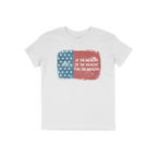For The Wealthy T-shirt features a distressed USA flag graphic split into blue with stars and red text, emphasizing wealth in