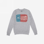 For The Wealthy Hoodie & Sweatshirt features a light-gray crewneck with a distressed U.S. flag graphic and the stenciled message, OF THE WEALTHY BY THE WEALTHY FOR THE WEALTHY.