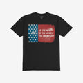 For The Wealthy T-shirt features a distressed American flag design with the slogan “OF THE WEALTHY BY THE WEALTHY FOR THE WEALTHY” in red, symbolizing protest against inequality.