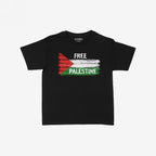 Free Palestine Women's Baby Tee featuring a distressed Palestinian flag with FREE and PALESTINE text, designed for activist expression, perfect for protests or everyday wear, embodying bold resistance.