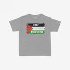 Free Palestine Women's Baby Tee featuring a distressed Palestinian flag design with FREE and PALESTINE text, embodying bold activism and style. Ideal for protests or everyday expression.