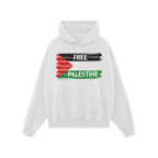Free Palestine Shirt: A green pullover hoodie featuring a distressed Palestinian flag and FREE PALESTINE slogan, symbolizing 