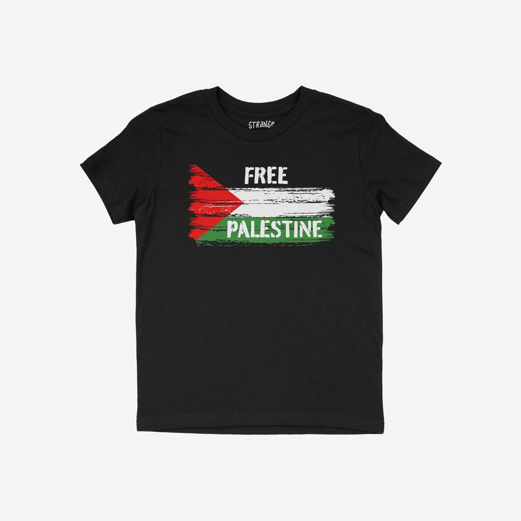 Free Palestine Shirt featuring a distressed Palestinian flag with FREE above and PALESTINE below in white, symbolizing resistance and support for justice and liberation. Perfect for activists and allies.