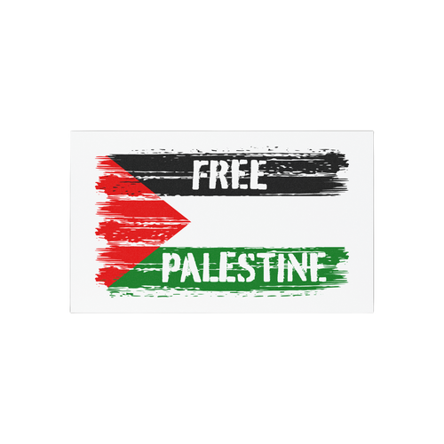 Free Palestine Magnet featuring a stylized Palestinian flag with FREE and PALESTINE in distressed brush-stroke style, symboli