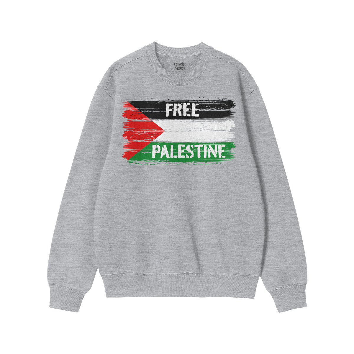 Free Palestine Shirt featuring a brush-stroke Palestinian flag and bold FREE PALESTINE text, symbolizing resistance and justi