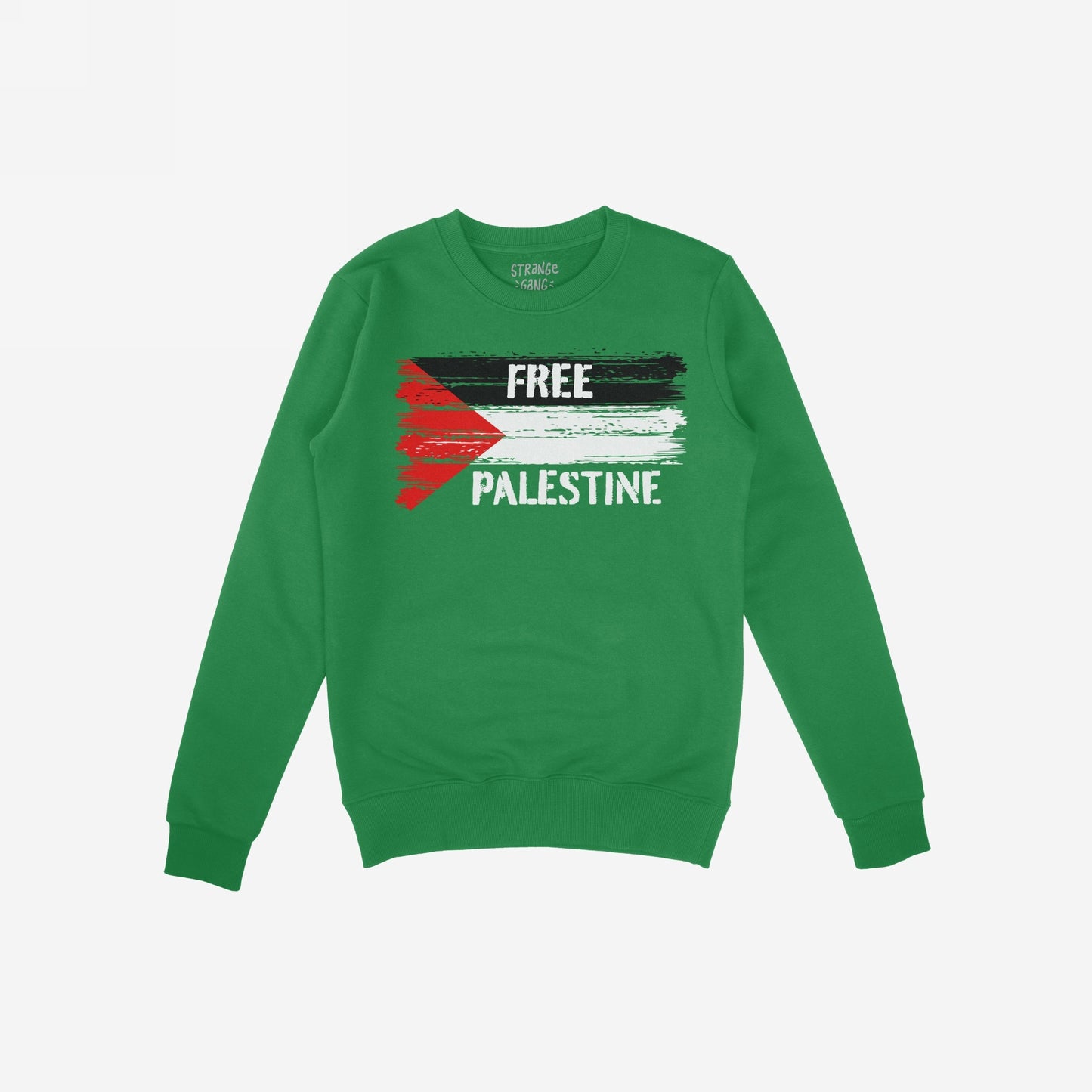 Free Palestine Shirt with a brush-stroke Palestinian flag and FREE PALESTINE text, embodying resistance and activism. Perfect for expressing solidarity and supporting justice in everyday settings.