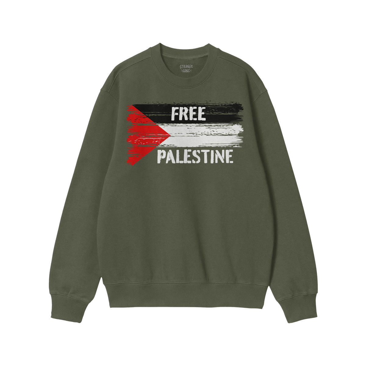 Free Palestine Shirt with a brush-stroke Palestinian flag and FREE PALESTINE text, embodying resistance and activism. Perfect