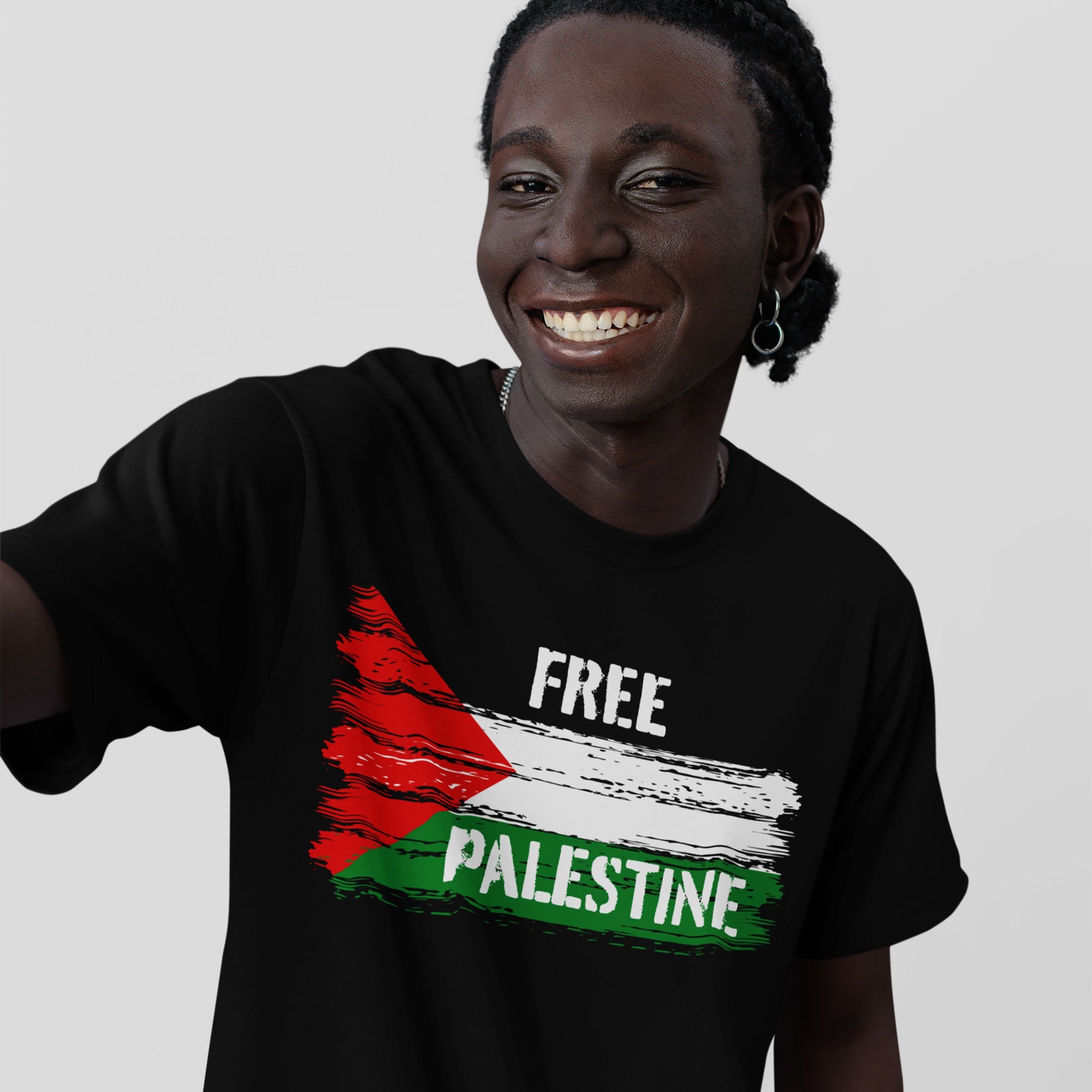 Free Palestine Shirt featuring a stylized Palestinian flag and FREE PALESTINE slogan, symbolizing resistance and advocacy for justice, suitable for activists and allies promoting equality and liberation.