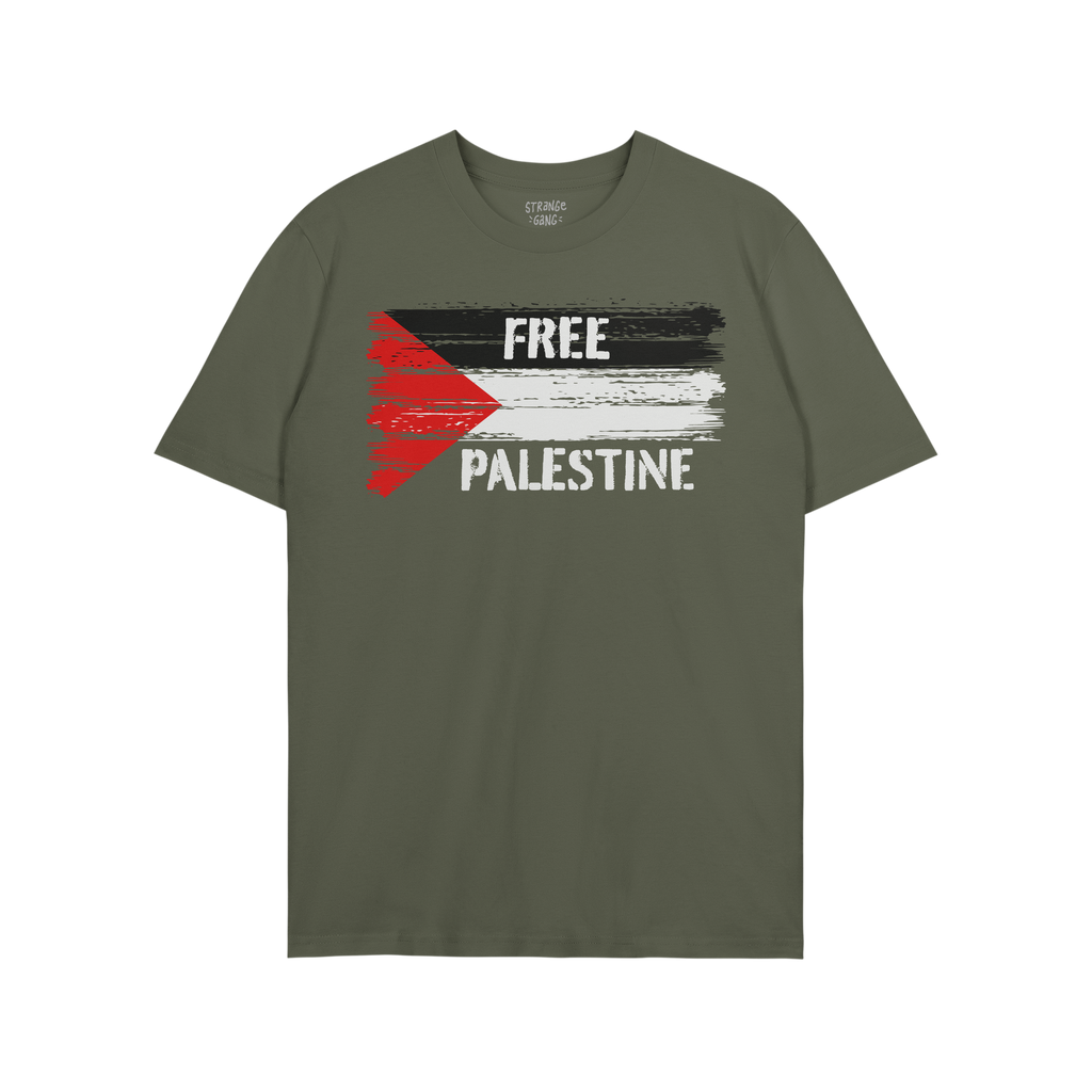 Free Palestine Shirt featuring a stylized Palestinian flag with FREE PALESTINE slogan, symbolizing resistance and justice. Id