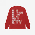 Fuck 'Em All Back Print Shirt features bold white block letters with political statements on the back, advocating resistance and equality. Unisex fit, ethically printed, designed for impactful protest.