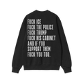 Back view of the Fuck 'Em All Back Print Shirt showcasing a bold protest message against ICE, police, Trump, and his cabinet.