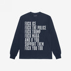 The Fuck 'Em All Shirt boldly displays anti-fascist statements in white text, challenging ICE, police, Trump, MAGA, and supporters, aligning with the ethos of standing up for equality and justice.