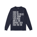 The Fuck 'Em All Shirt boldly displays anti-fascist statements in white text, challenging ICE, police, Trump, MAGA, and suppo
