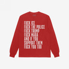 Fuck 'Em All Shirt featuring bold anti-fascist statements in white block letters. Ethically printed, unisex fit, designed for those who stand against injustice and support equality.