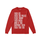 Fuck 'Em All Shirt featuring bold anti-fascist statements in white block letters. Ethically printed, unisex fit, designed for