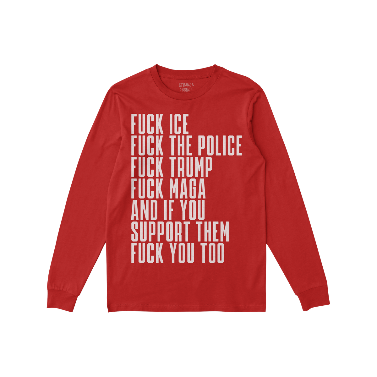 Fuck 'Em All Shirt featuring bold anti-fascist statements in white block letters. Ethically printed, unisex fit, designed for