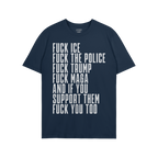 Fuck 'Em All Shirt with bold white text expressing anti-fascist and anti-authoritarian sentiments, ideal for protests. Unisex