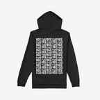 Back view of the Fuck ICE Pattern Hoodie, featuring a bold, white Fuck ICE grid print. This political statement piece supports abolish ICE, ideal for activists and advocates.
