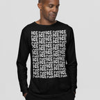 Fuck ICE Pattern T-shirt worn by a Black man, featuring bold “ICE” and “FUCK” text in a rectangular array, symbolizing anti-ICE sentiment and political activism. Perfect for marches and advocacy.