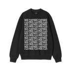Black crew-neck sweatshirt featuring the Fuck ICE Pattern Hoodie & Sweatshirt design with a bold, white repeating ICE FUCK te